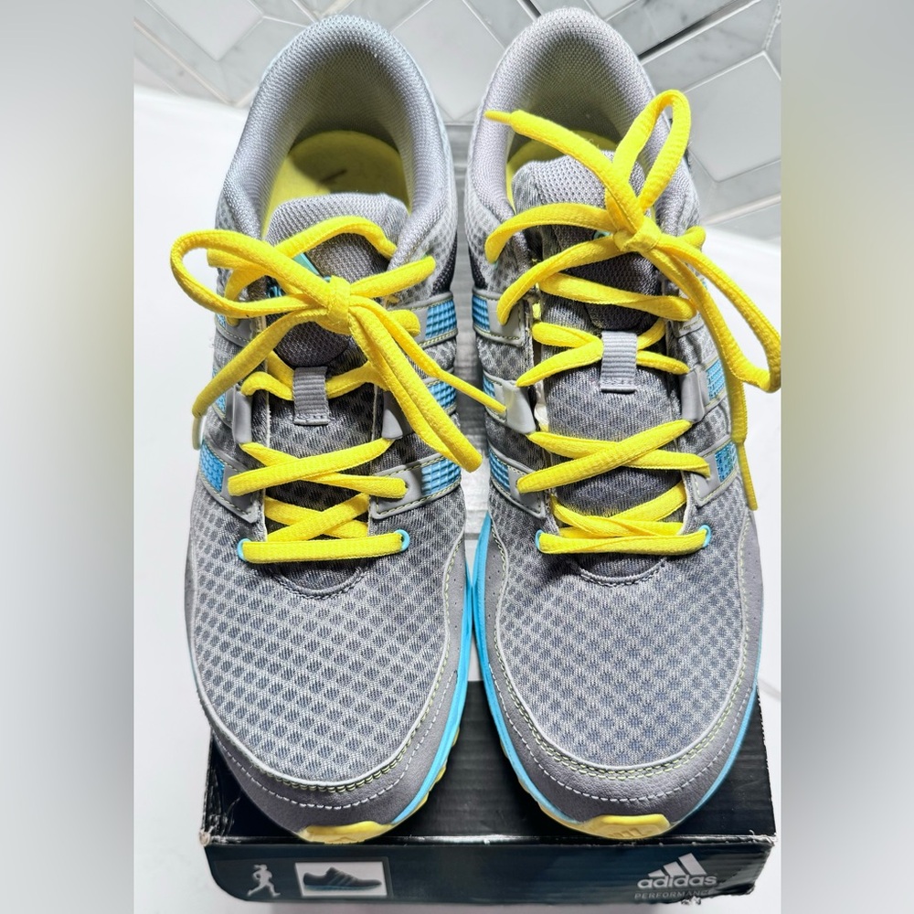 Womens Adidas Falcon Elite 2 Gray Blue Running Shoes Sneakers - Picture 3 of 8